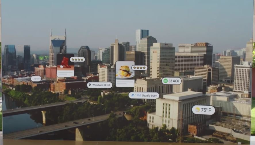 La función Immersive View de Google con una vista en 3D de un barrio de Los Ángeles.